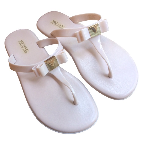 Michael Kors Light Pink Jelly Bow Flip Flop Thong Sandal Size 7 - Picture 1 of 8